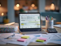 Laptop on Desk with Forms